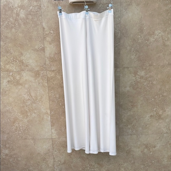 Eva Varro Pants Wide Leg Elastic Waist Stretch Lined Pull On Ivory White Size L - Picture 2 of 10